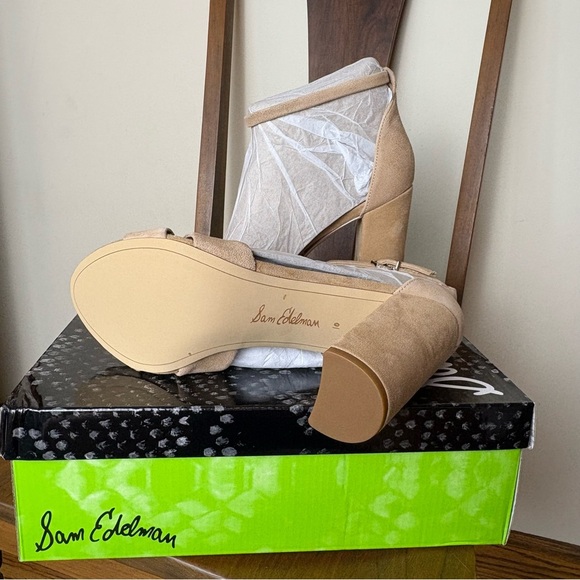 Sam Edelman Beige Suede Heeled Sandals size 10 - Picture 8 of 11